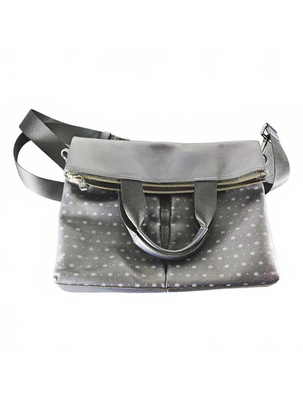 Coach Gray Star Print Satchel Top Handle Bag Zip Adjustable Detachable Strap